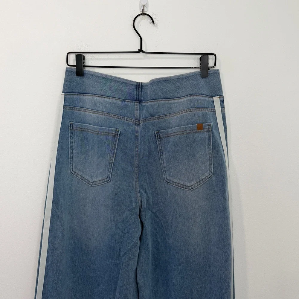 NWOT Halara Flex High Waisted Stripe Wide Leg Flowy Washed Casual Jeans Pockets - Picture 5 of 7
